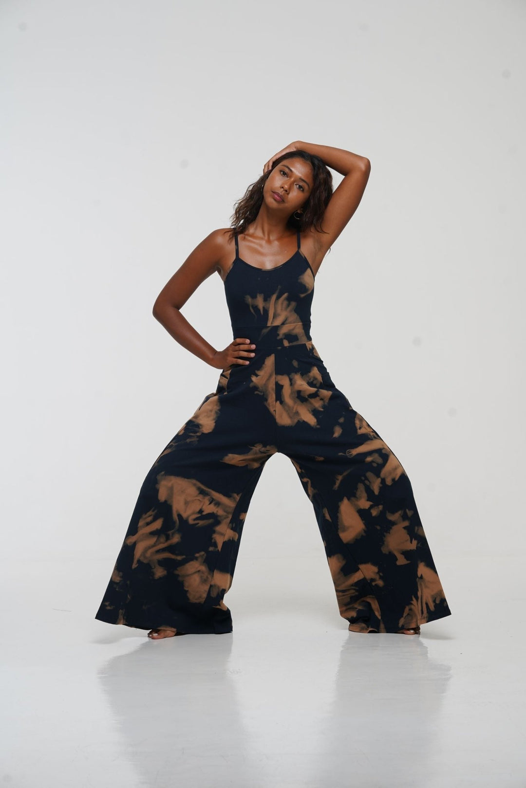 Asri Wide Leg Jumpsuit in Acid Wash with pockets - Manners London