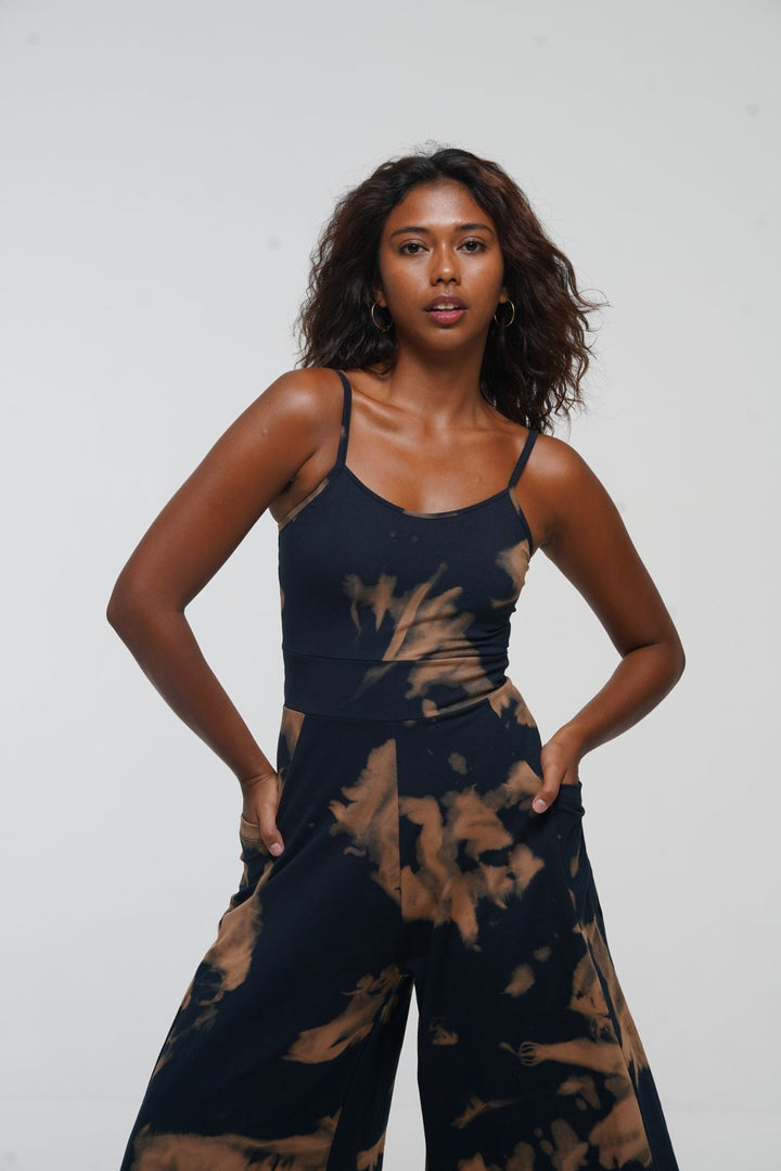 Asri Wide Leg Jumpsuit in Acid Wash with pockets - Manners London