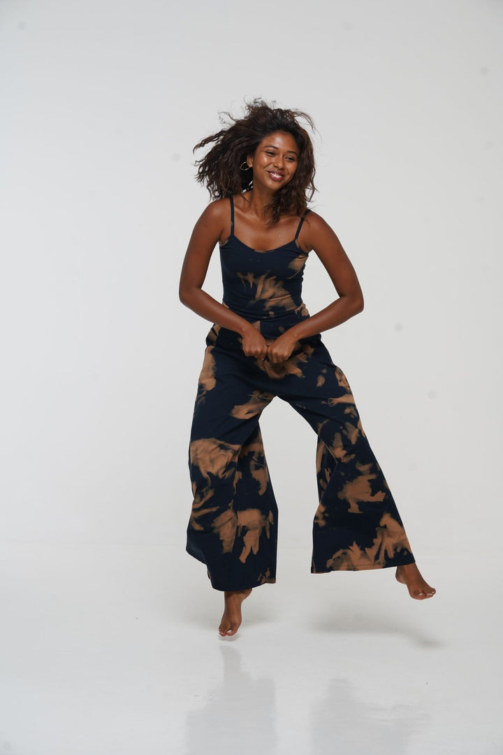 Asri Wide Leg Jumpsuit in Acid Wash with pockets - Manners London