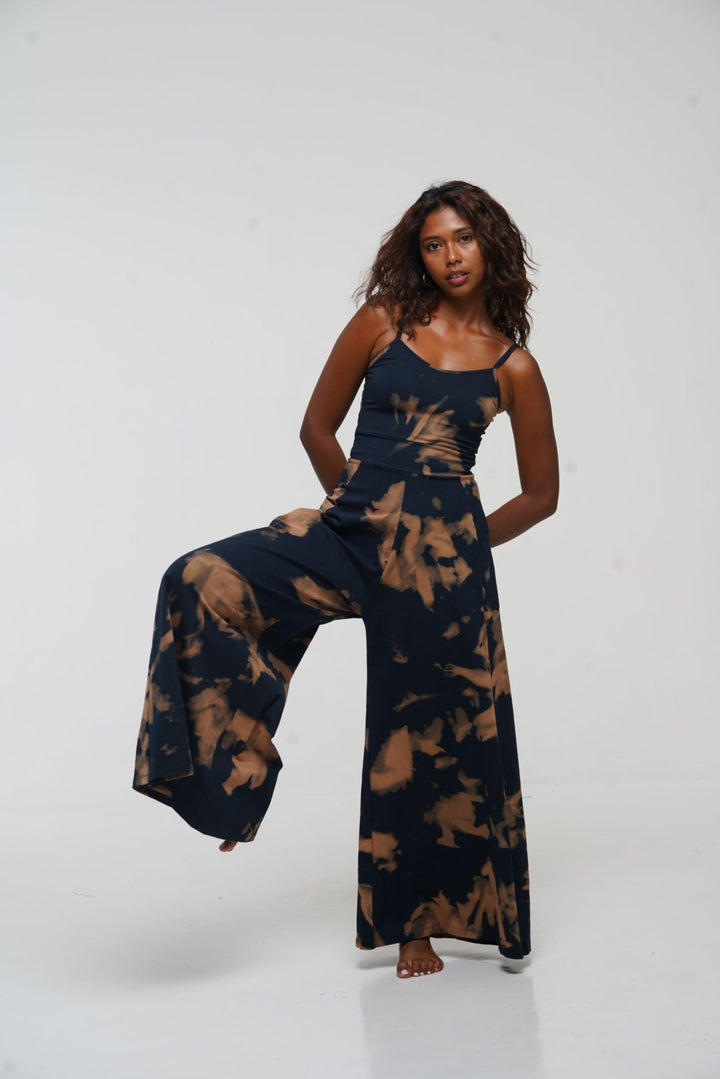 Asri Wide Leg Jumpsuit in Acid Wash with pockets - Manners London