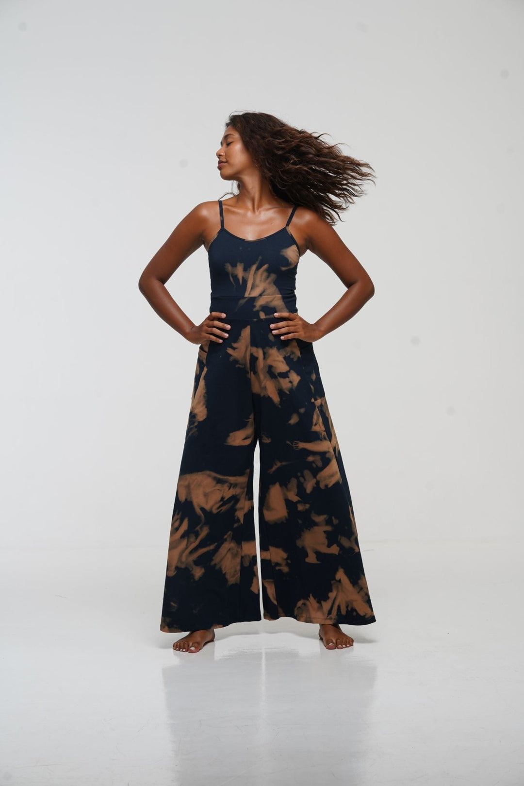Asri Wide Leg Jumpsuit in Acid Wash with pockets - Manners London