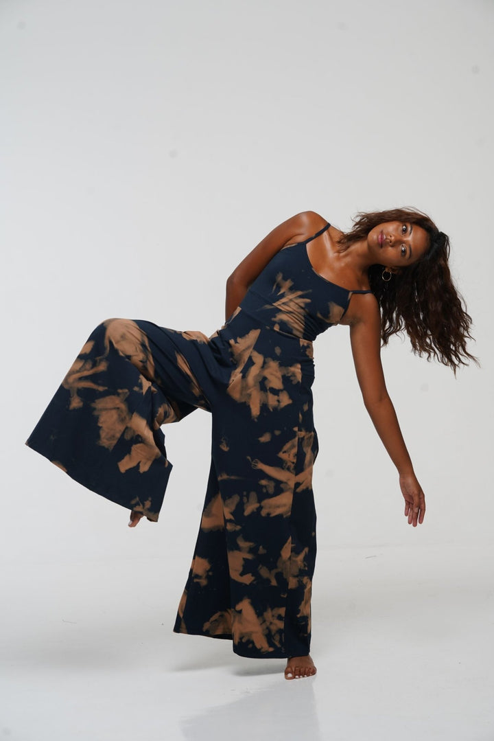 Asri Wide Leg Jumpsuit in Acid Wash with pockets - Manners London