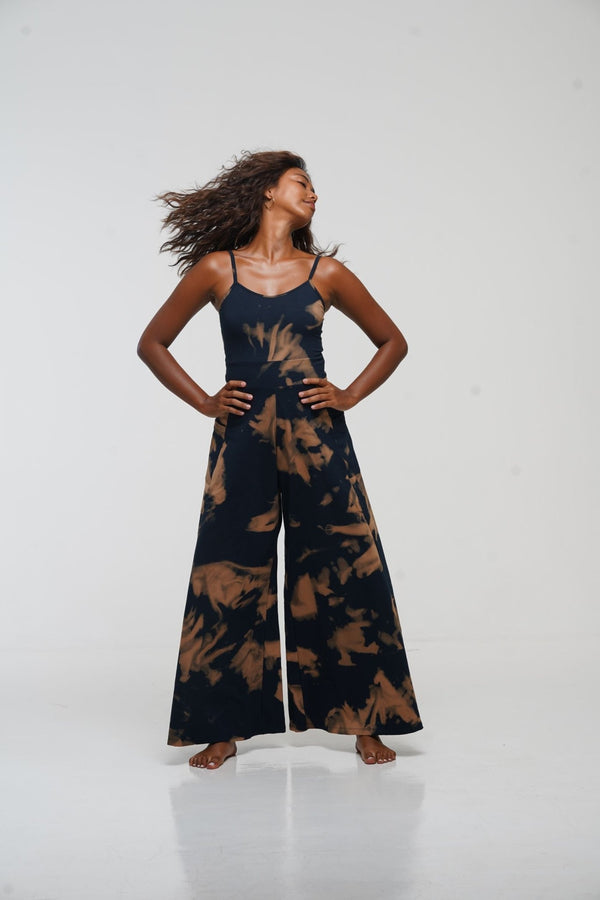 Asri Wide Leg Jumpsuit in Acid Wash with pockets - Manners London