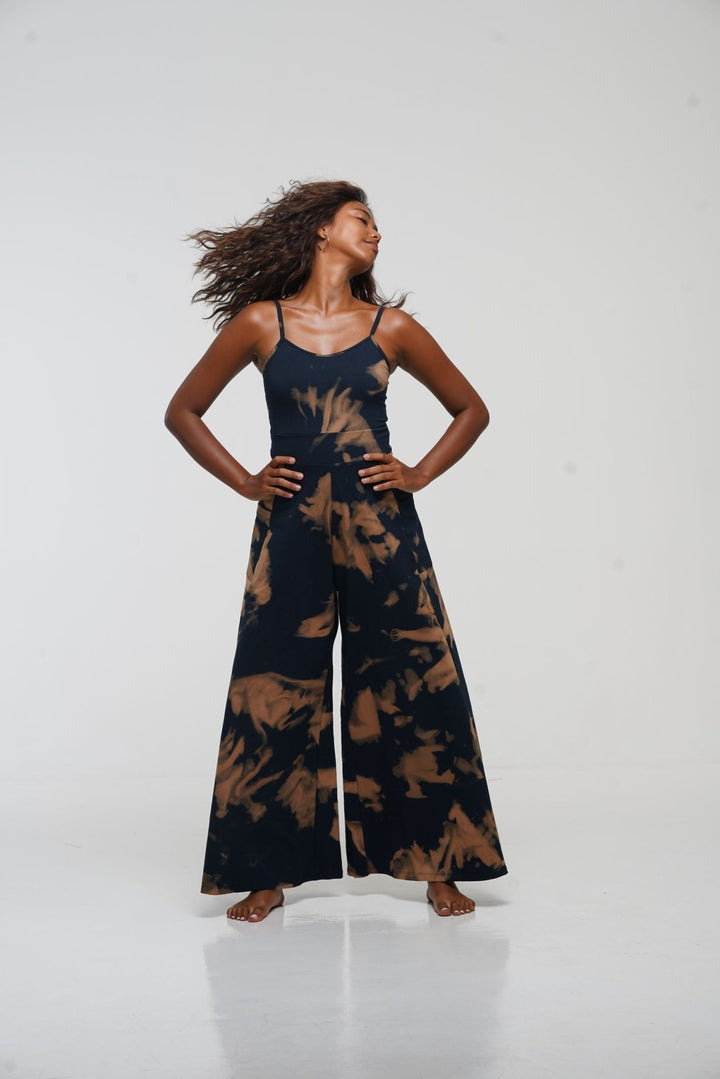 Asri Wide Leg Jumpsuit in Acid Wash with pockets - Manners London