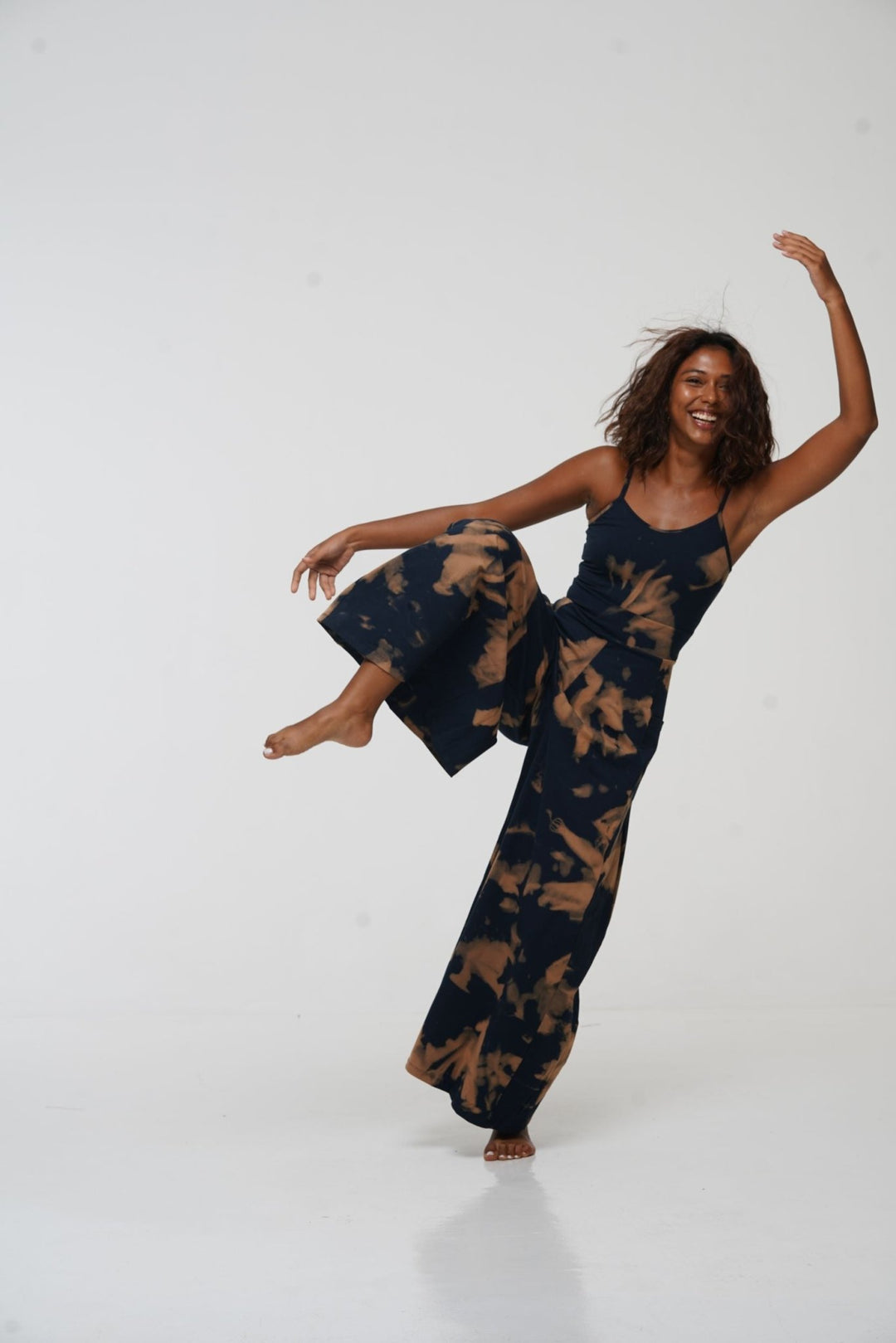 Asri Wide Leg Jumpsuit in Acid Wash with pockets - Manners London