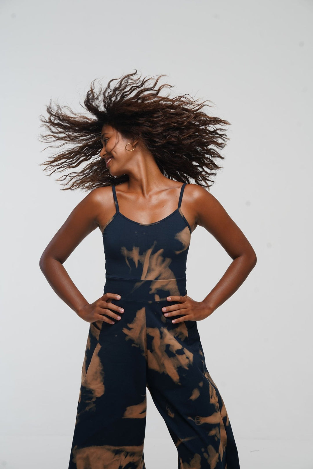 Asri Wide Leg Jumpsuit in Acid Wash with pockets - Manners London