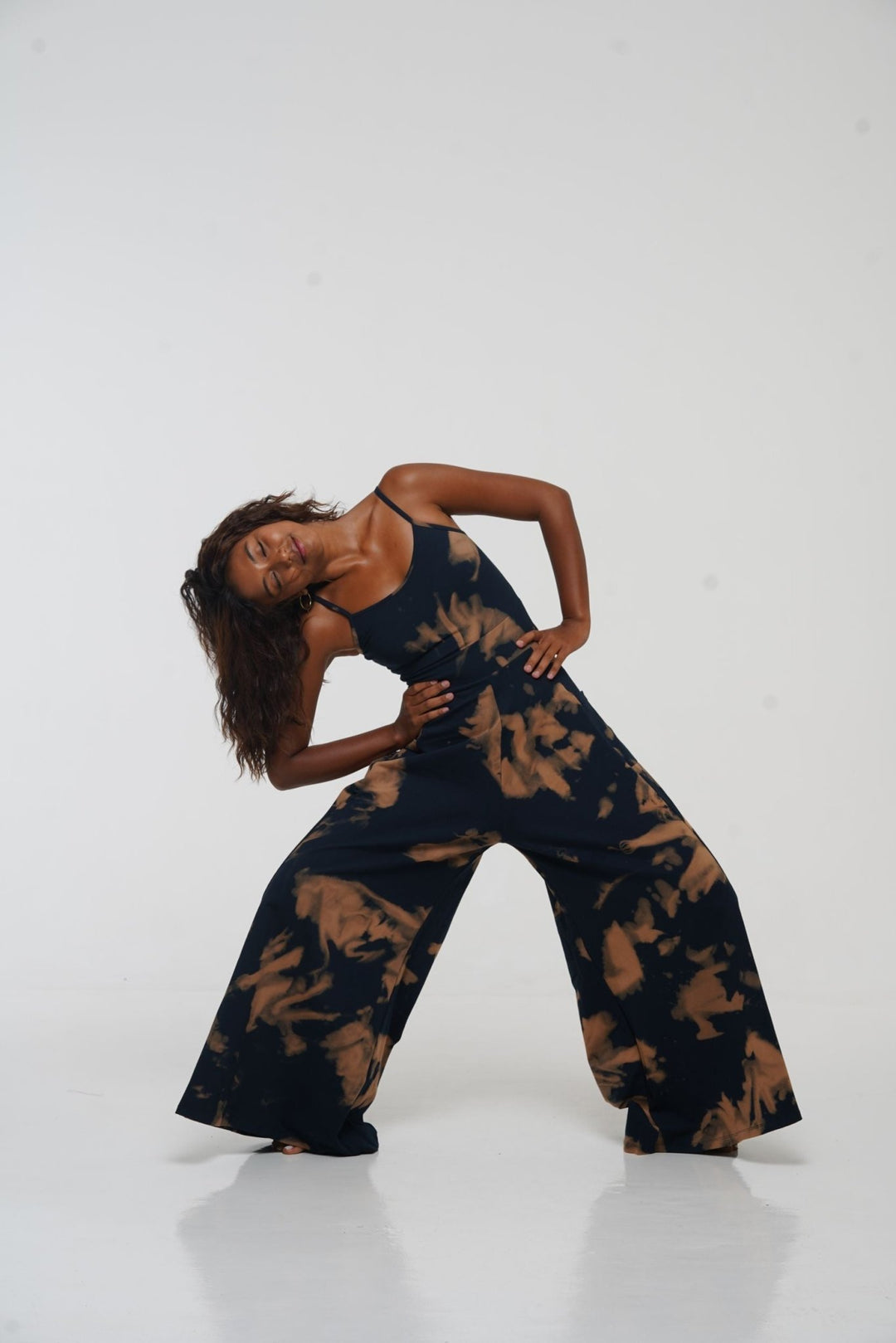 Asri Wide Leg Jumpsuit in Acid Wash with pockets - Manners London