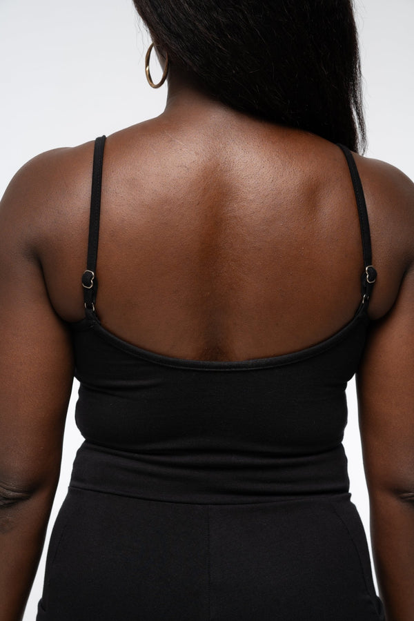 Asri Wide Leg Jumpsuit in Black with pockets - Manners London