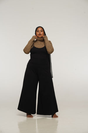 Asri Wide Leg Jumpsuit Petite in Black with pockets - Manners London