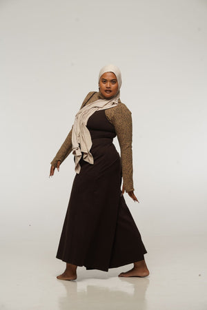 Asri Wide Leg Jumpsuit Petite in Cafe with pockets - Manners London