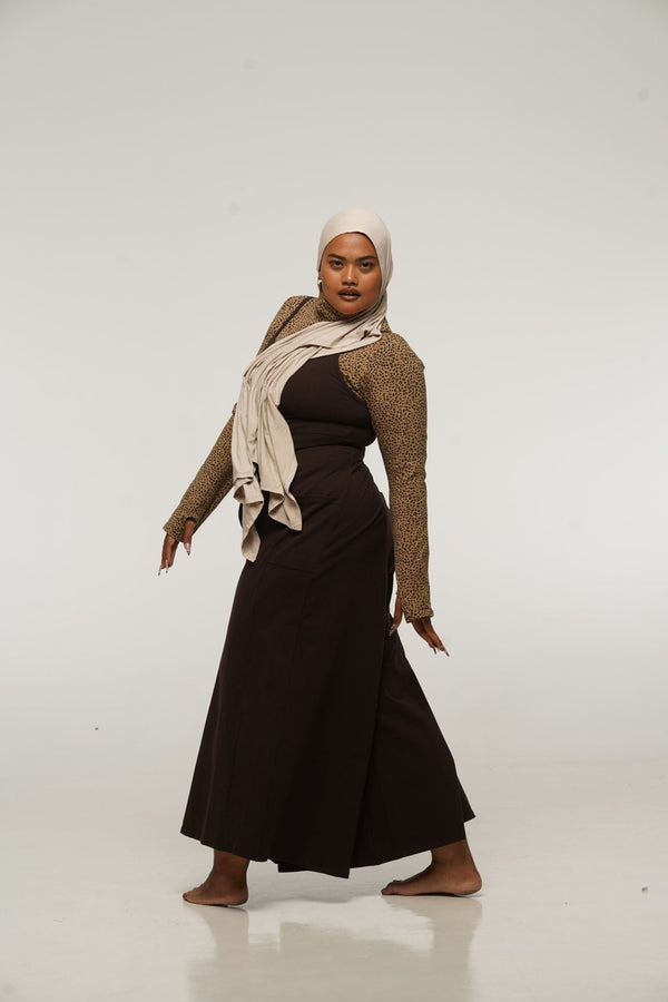 Asri Wide Leg Jumpsuit Petite in Cafe with pockets - Manners London