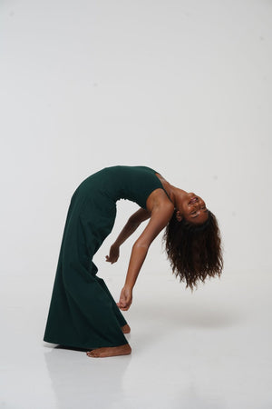 Asri Wide Leg Jumpsuit with pockets in Forest Green - Manners London