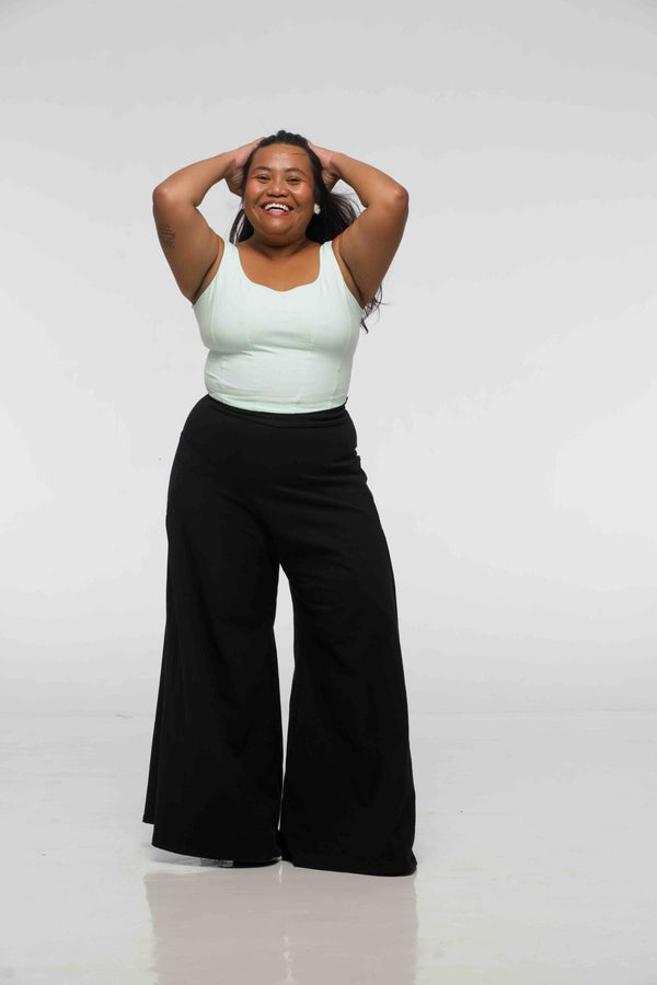 Asri Wide leg Trousers in Black - Manners London