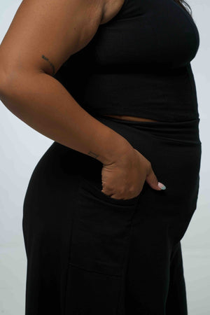 Asri Wide leg Trousers in Black - Manners London