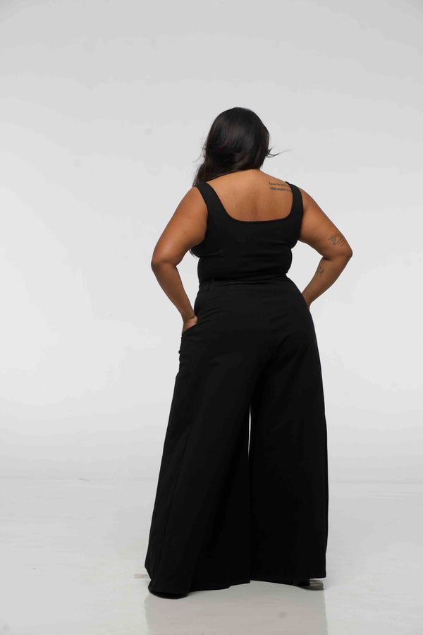 Asri Wide leg Trousers in Black - Manners London