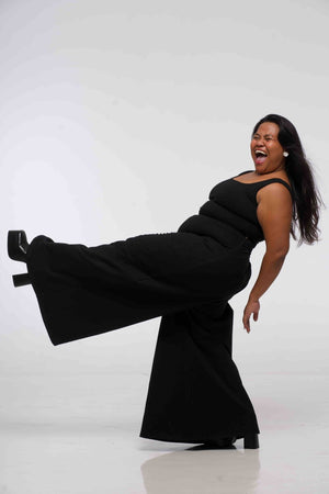 Asri Wide leg Trousers in Black - Manners London