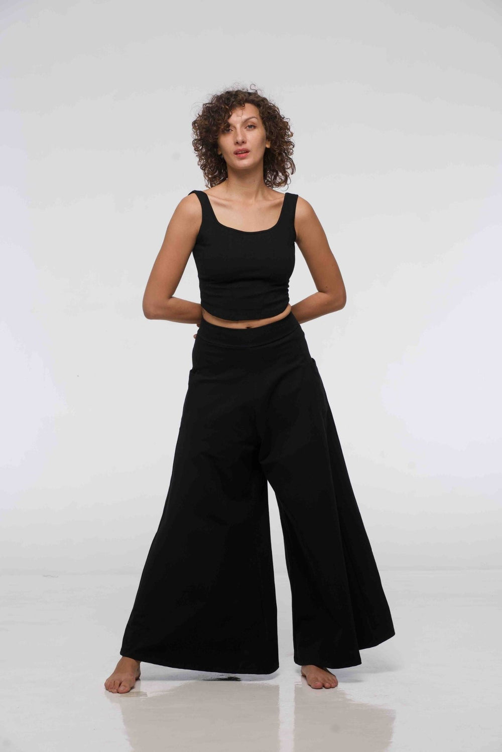 Asri Wide leg Trousers in Black - Manners London