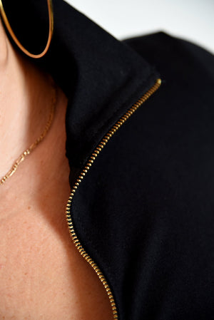 Asri Zip Dress Midi Long Sleeve in Black LIMITED EDITION! - Manners London