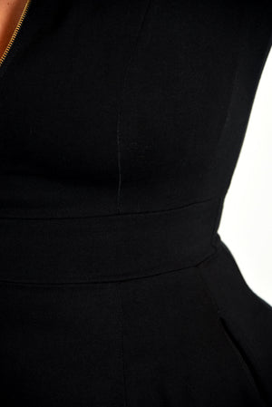 Asri Zip Dress Midi Long Sleeve in Black LIMITED EDITION! - Manners London