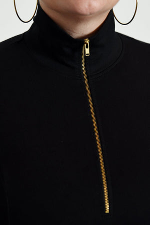 Asri Zip Dress Midi Long Sleeve in Black LIMITED EDITION! - Manners London