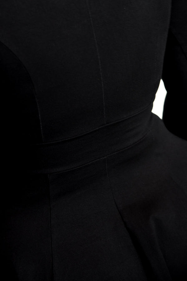 Asri Zip Dress Midi Long Sleeve in Black LIMITED EDITION! - Manners London