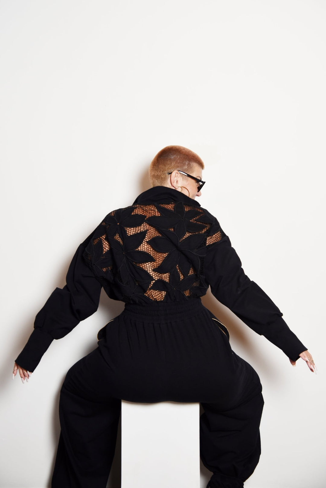 Balinese Lace Back Boiler Suit Petite in Black - PRE ORDER - Manners London