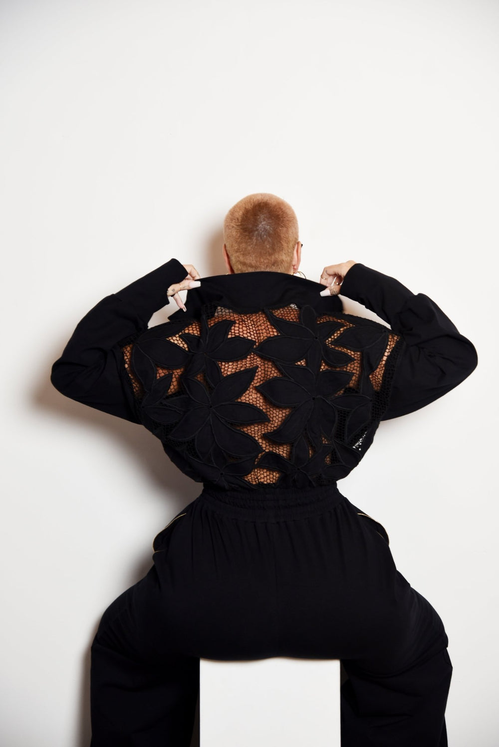 Balinese Lace Back Boiler Suit Petite in Black - PRE ORDER - Manners London
