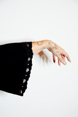 Balinese Lace Back Midi Dress in Black - Manners London