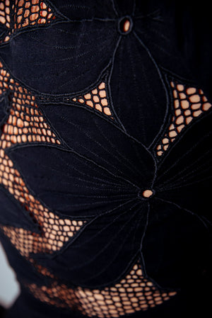 Balinese Lace Back Midi Dress in Black - Manners London