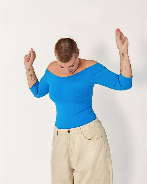 Bardot Full Length Top in Mediterranean Blue - Manners London