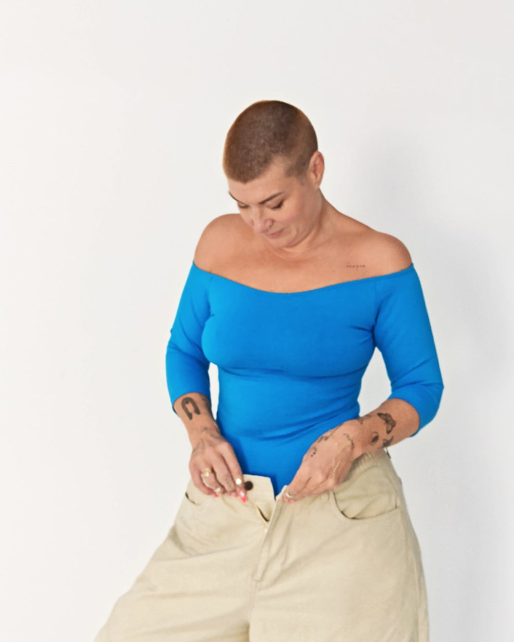 Bardot Full Length Top in Mediterranean Blue - Manners London