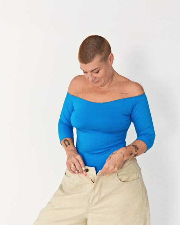 Bardot Full Length Top in Mediterranean Blue - Manners London