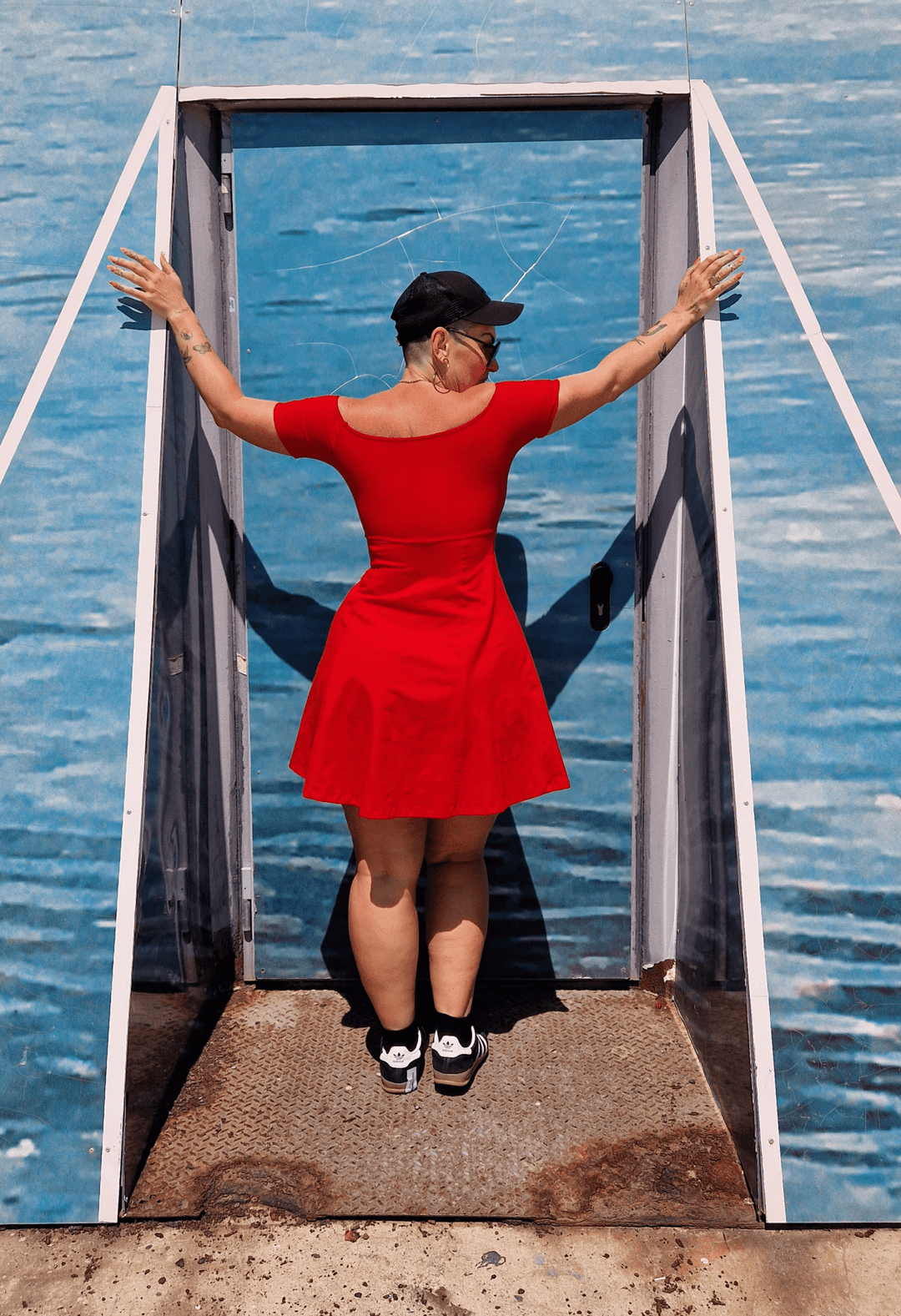 Bardot Mini A - Line Dress short sleeve in Pomegranate Red - Manners London