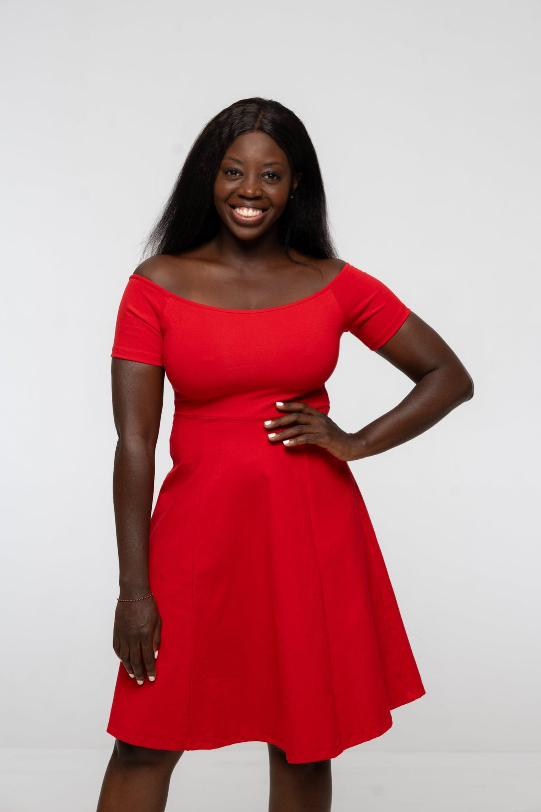 Bardot Mini A - Line Dress short sleeve in Pomegranate Red - Manners London