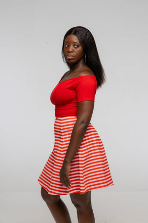 Bardot Short Sleeve Full Length Top in Pomegranate Red - Manners London