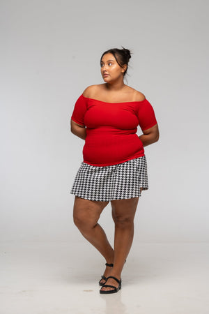 Bardot Short Sleeve Full Length Top in Pomegranate Red - Manners London