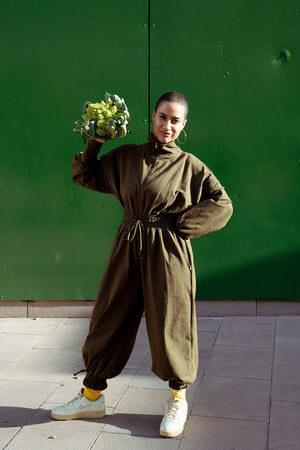 Boiler Suit Petite in Khaki Green - Manners London