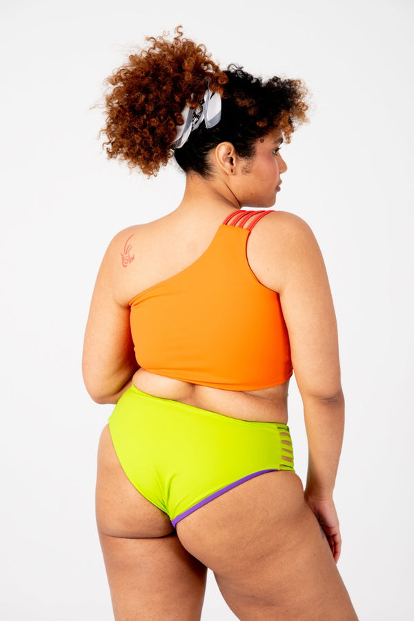 Cheeky Reversible High Waist Petite In Grape and Apple Sours - Manners London