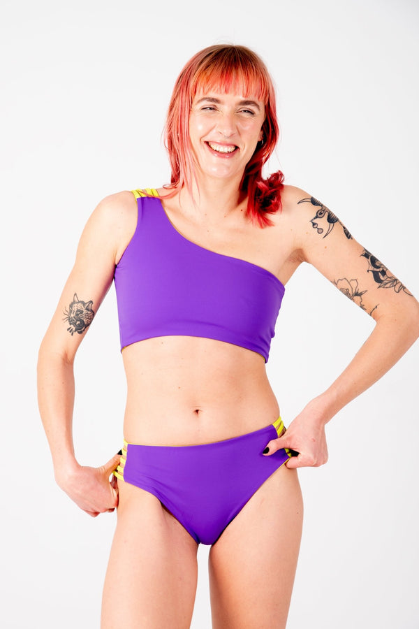 Cheeky Reversible High Waist Petite In Grape and Apple Sours - Manners London