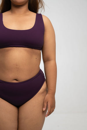 Cheeky Reversible High Waist Petite In Spicy Leopard Print and Deep Plum - Manners London