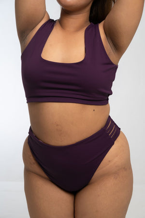 Cheeky Reversible High Waist Petite In Spicy Leopard Print and Deep Plum - Manners London