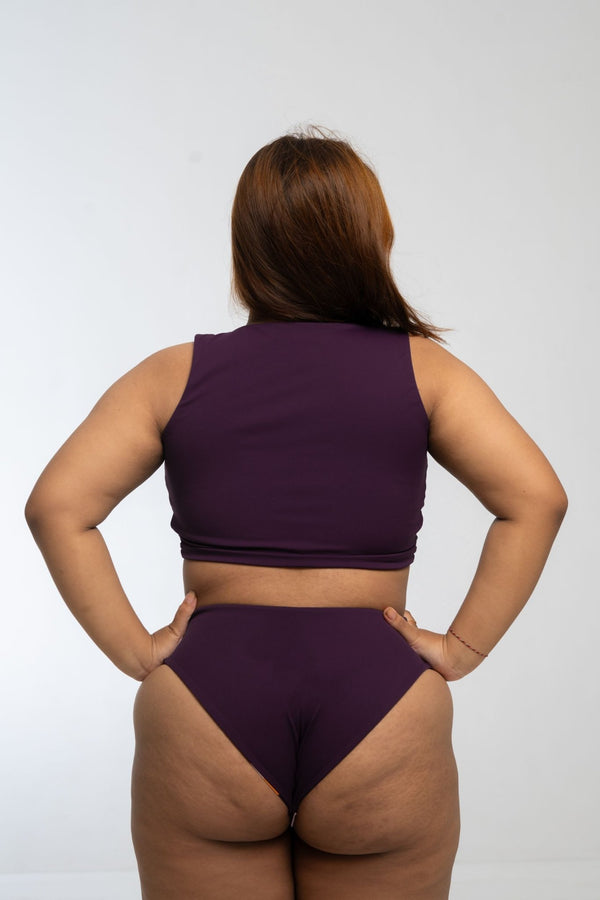 Cheeky Reversible High Waist Petite In Spicy Leopard Print and Deep Plum - Manners London