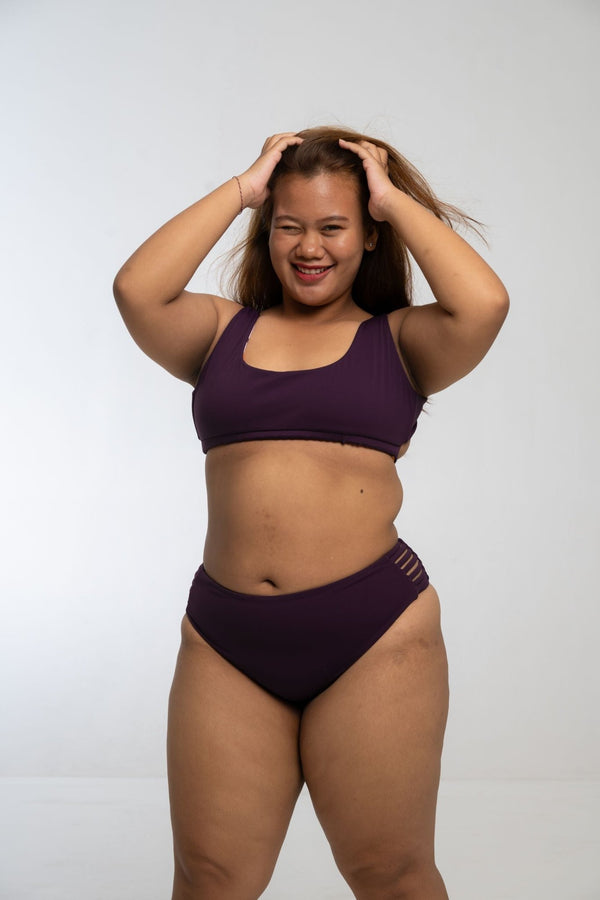 Cheeky Reversible High Waist Petite In Spicy Leopard Print and Deep Plum - Manners London