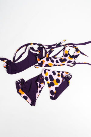 Cheeky Reversible High Waist Petite In Spicy Leopard Print and Deep Plum - Manners London