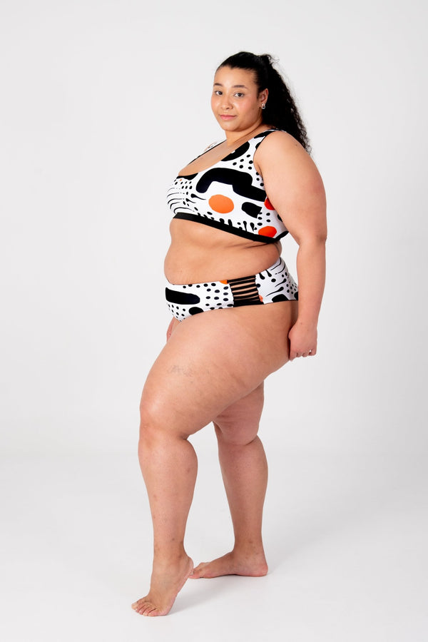 Cheeky Reversible High Waist Regular In Cuppa Print and Black - Manners London