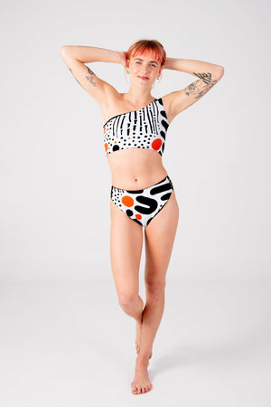 Cheeky Reversible High Waist Regular In Cuppa Print and Black - Manners London