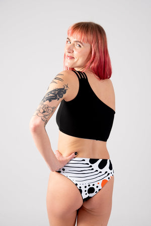 Cheeky Reversible High Waist Regular In Cuppa Print and Black - Manners London