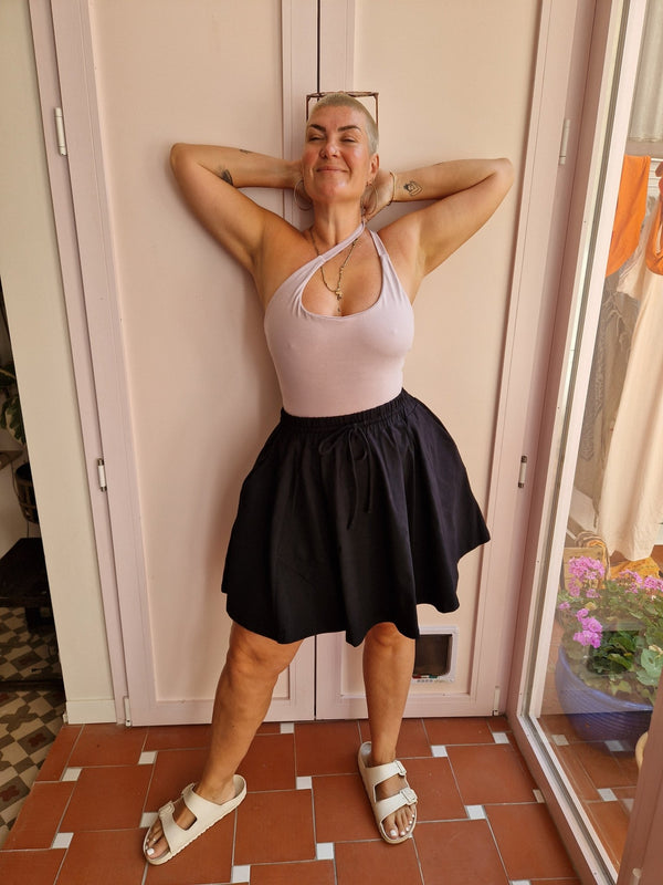 Circle Mini Skirt in Black - Manners London