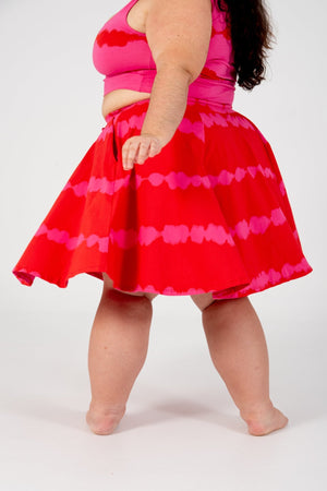 Circle Mini Skirt in Blot Red - Manners London