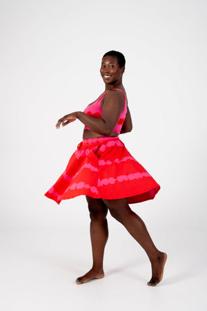 Circle Mini Skirt in Blot Red - Manners London